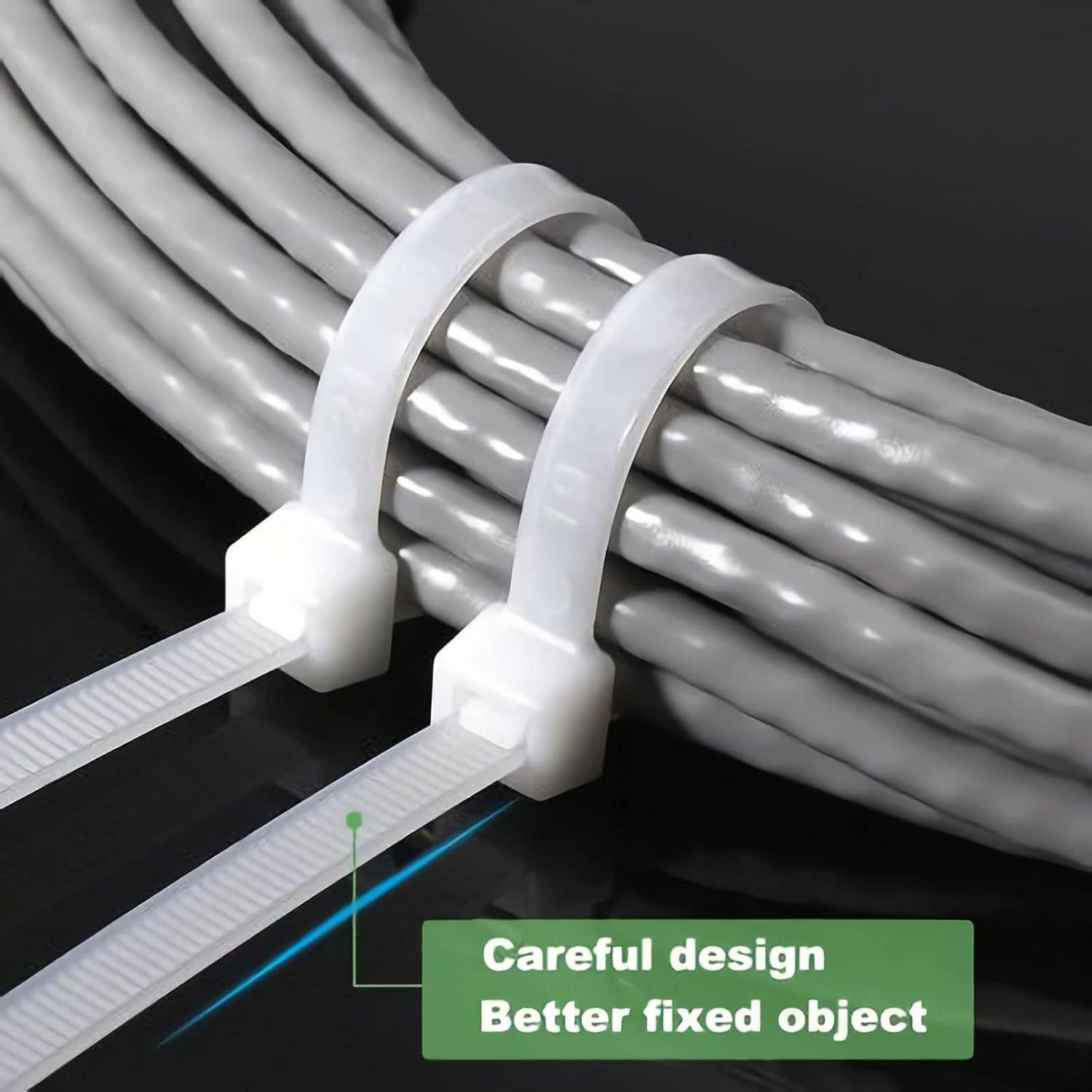 16-Inch Cable Ties (100-Pack) – Heavy Duty 400mm x 4.2mm Self-Locking Nylon Zip Ties | Strong Wire Fasteners with Teeth Grip for Organizing, Bundling & Securing