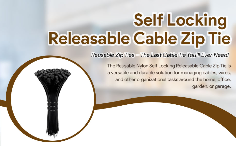 Inovera (Label) Reusable Nylon Self Locking Releasable Cable Zip Tie, Adjustable Cord Ties Heavy Duty Plastic Wire Wraps For Home, Garden, Office, Garage (Black,3.6 X 200Mm, Pack Of 100)
