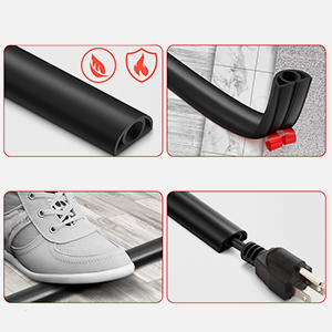 Serplex® PVC Cord Cover 6.6ft Self Adhesive Floor Cord Hider Cord Guider