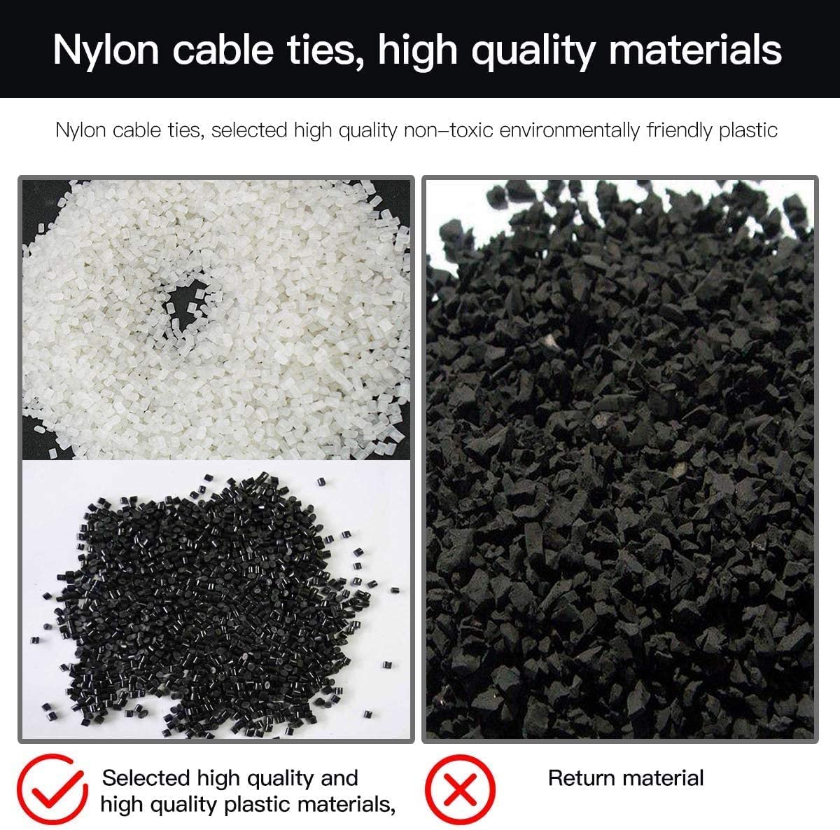 (6 Inch + 8 Inch + 10 Inch, 100 Pcs Each, Total 300 Pcs) White Nylon Cable Tie Combo Pack – Flexible Self Locking Zip Ties for Wire Management, Electrical & DIY Use