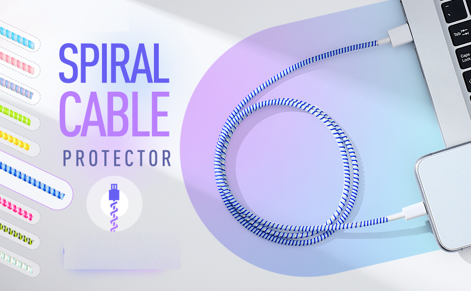 Kaelan Spiral Cable Protector (2 Pcs) 1 Meters Each-Full Size Cable Cord (Orange)