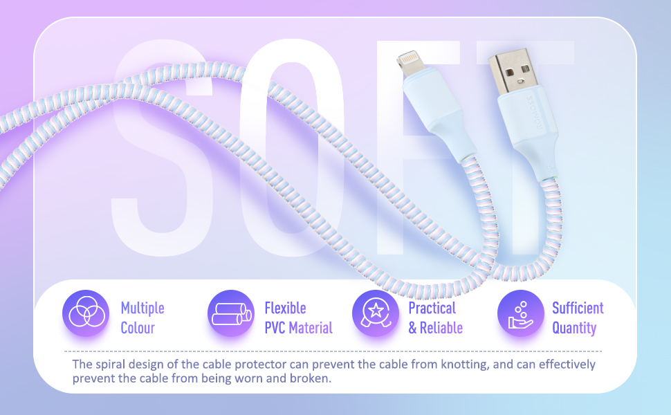 Kaelan Spiral Cable Protector (2 Pcs) 1 Meters Each-Full Size Cable Cord (Orange)