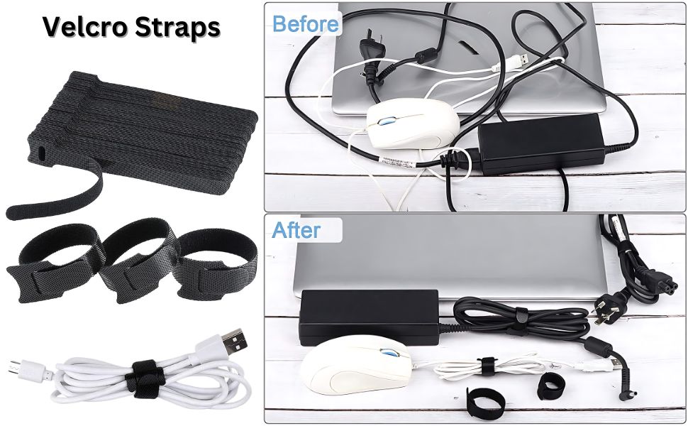 Hian Reusable Wire Ties, Cable Management Fastener Wraps, 6 Inch, Black, Adjustable Hook and Loop Cable Organizers for PC, TV, Desk, Home and Office, Pack of 120