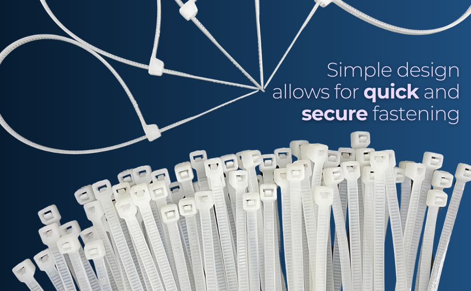 DM TAPES Nylon Cable Ties White (300 mm x 4.8 mm,12 inch, Pack of 100)
