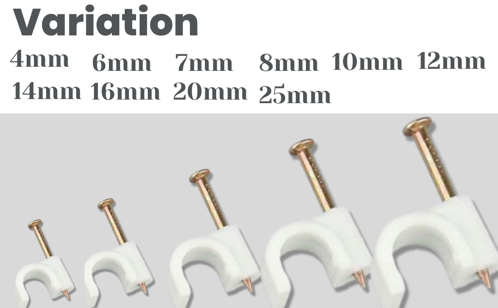 Elegant Casa Cable Clip, White, 200 Pieces