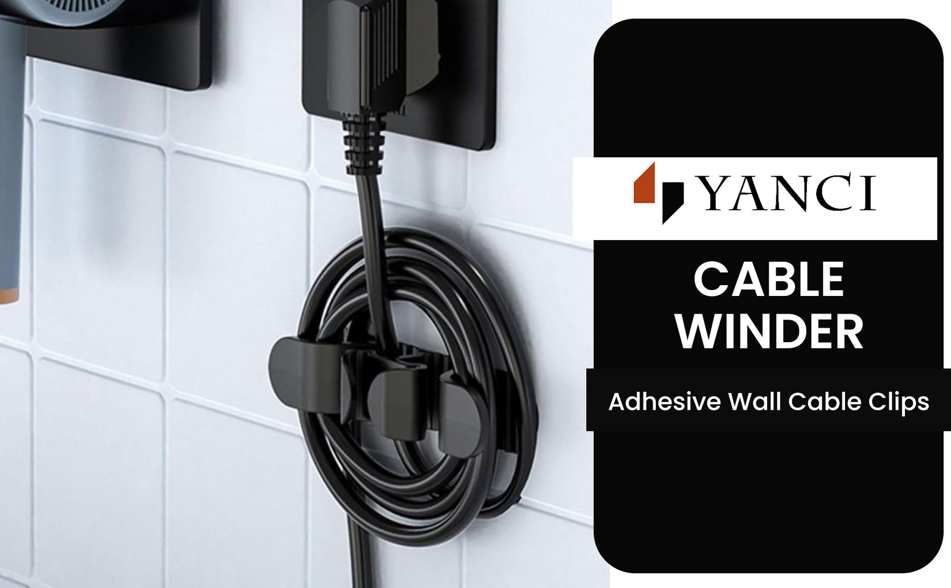 YANCI® Cable Winder, Kitchen Appliance Cord Organiser, Adhesive Wall Cable Clips, Wire Management Strap, Cord Holder, Cord Wrapper for Home & Kitchen Appliance (Random, Pack of 2)