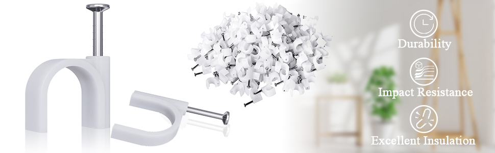 6mm 200 pcs Circle Cable Clips with Metal Nails (6MM, 200 Pieces)