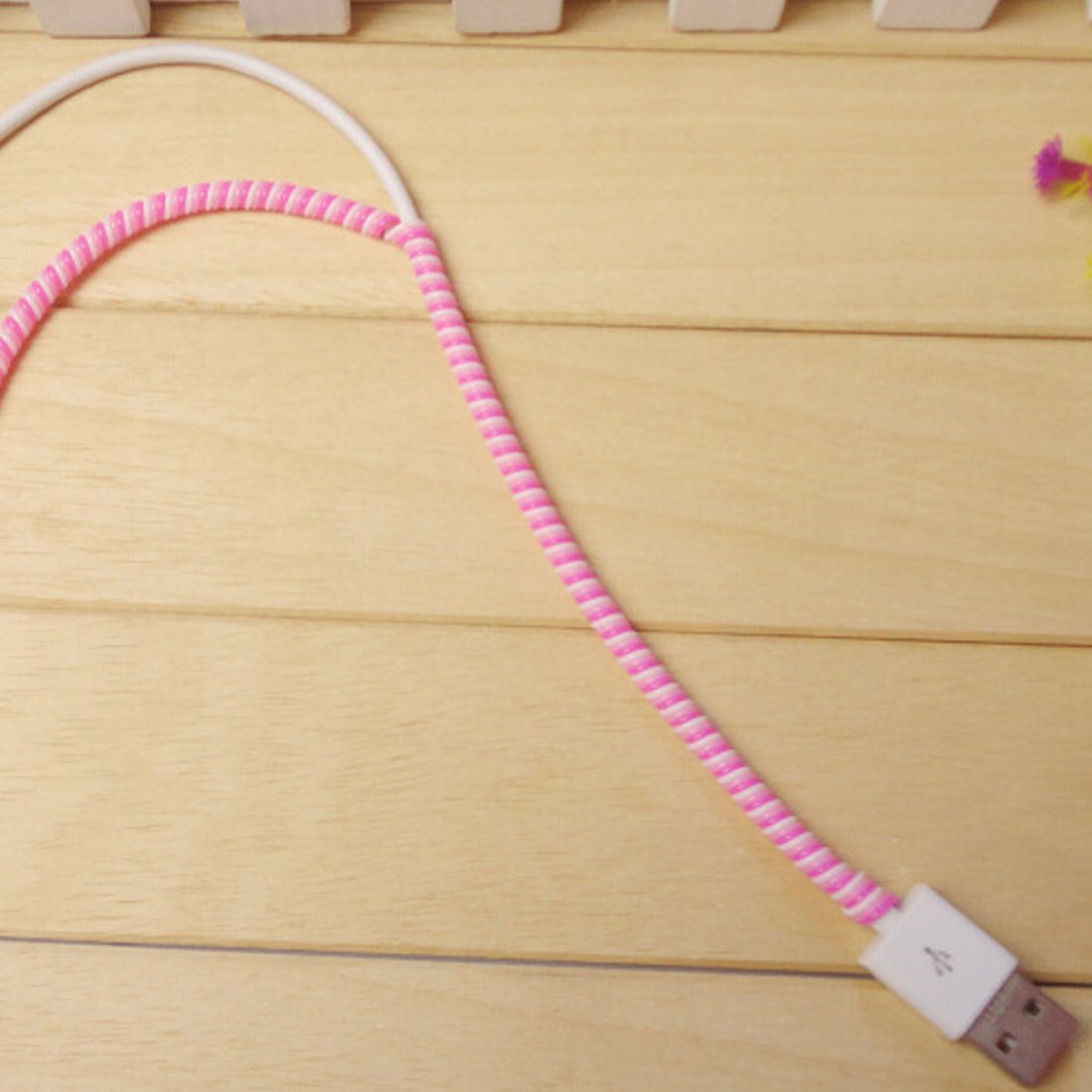 Spiral Triple Colors Cable Cord Protectors Winders for Mobile Phone Charging Cable Earphones (1.5 m) 2pcs