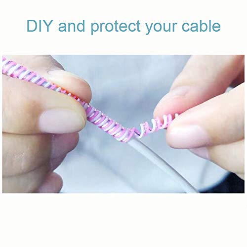 Spiral Triple Colors Cable Cord Protectors Winders for Mobile Phone Charging Cable Earphones (1.5 m) 2pcs