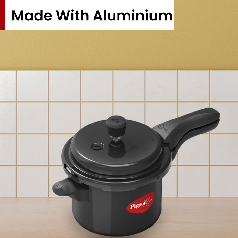 Pigeon by Stovekraft Titanium 3 Ltrs Outer Lid Pressure Cooker - Black, Aluminium