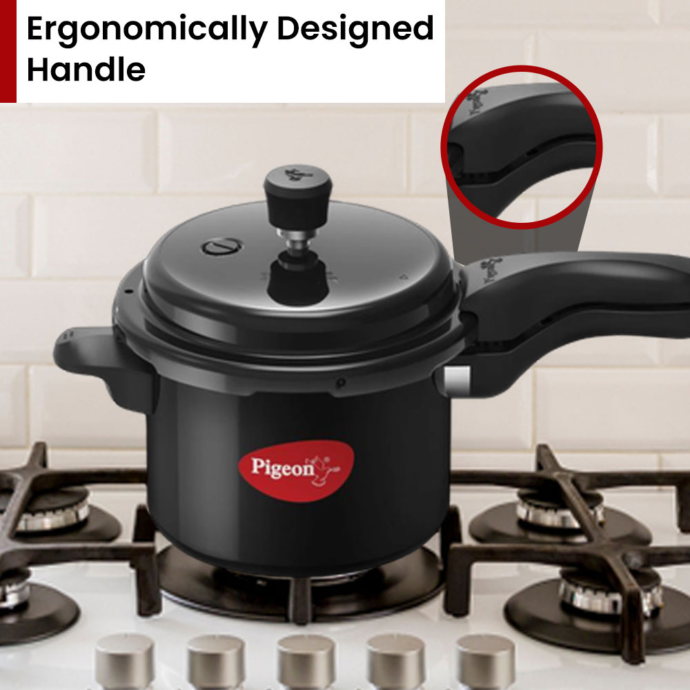 Pigeon by Stovekraft Titanium 3 Ltrs Outer Lid Pressure Cooker - Black, Aluminium