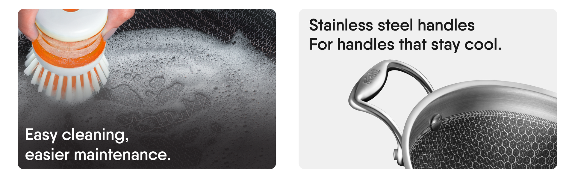 Stahl Artisan Hybrid 5.1 L, 30cm Triply Non Stick Kadhai with Lid, Stainless Steel Kadai for Cooking, Triply Kadhai Metal Spatula Friendly, Induction & Gas Stove Compatible