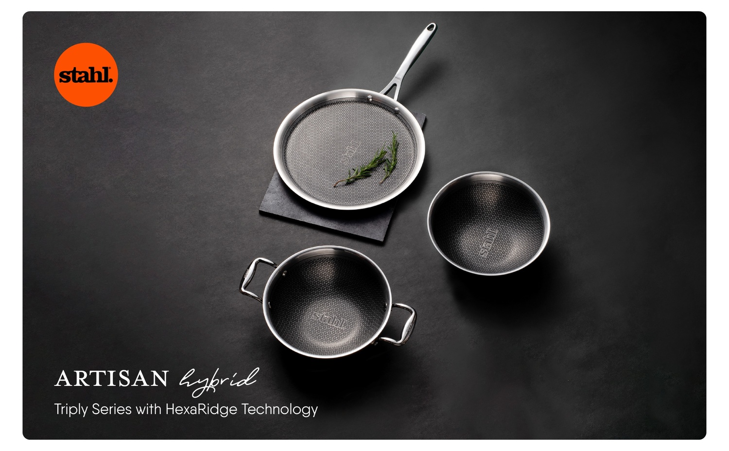 Stahl Artisan Hybrid 5.1 L, 30cm Triply Non Stick Kadhai with Lid, Stainless Steel Kadai for Cooking, Triply Kadhai Metal Spatula Friendly, Induction & Gas Stove Compatible