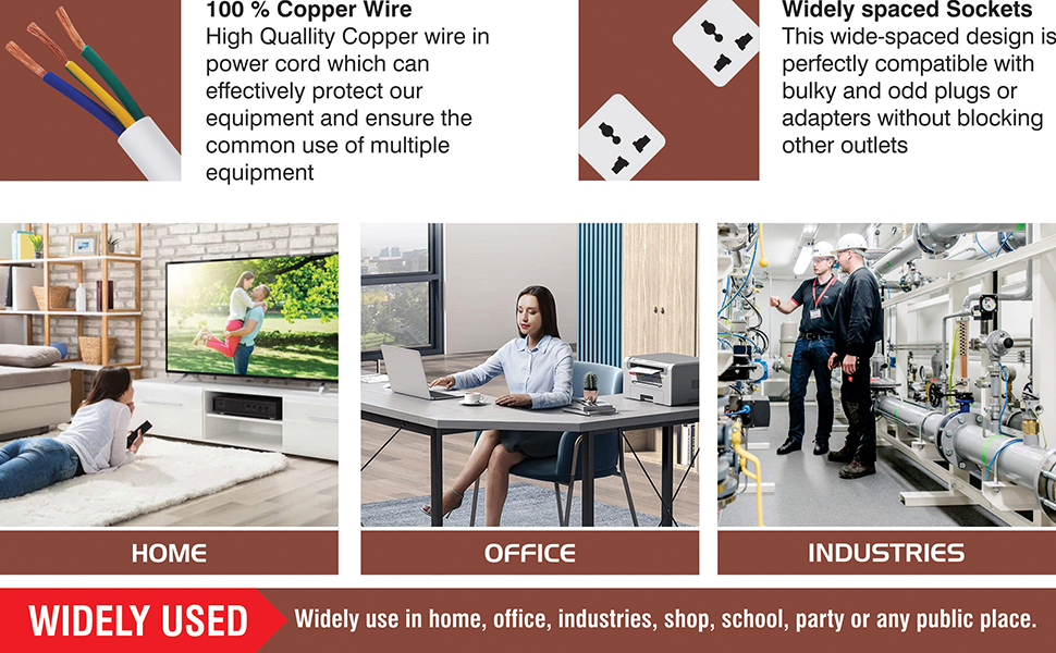 MX 4 Way Universal Power Strip 3 MTR with Individual Switches, Power Indicator & Child Safety Shutter, Multi Socket Extension Board, Spike Guard Extension Cord for Home & Office