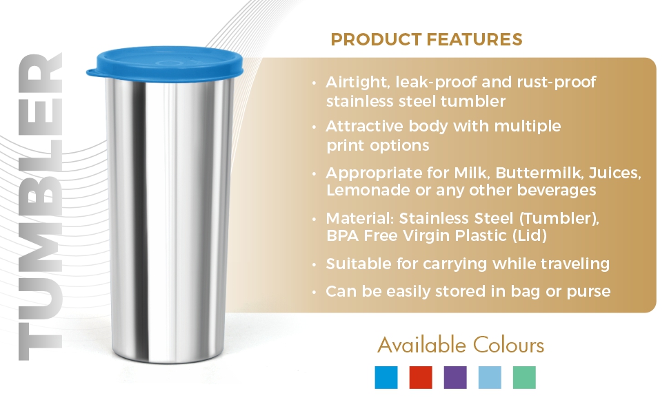 Signora Ware Stainless Steel Mini Tumbler, 300ml, E Blue, Airtight & Leakproof, Ideal for Gym, Yoga, Office, Picnics & Travel