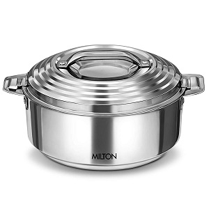 Milton Galaxia 1000 Insulated Stainless Steel Casserole, 1.2 L, Insulated Thermal Serving Bowl, Keeps Food Hot & Cold for Long Hours, Food Grade, Elegant Hot Pot Food Warmer/Cooler, Silver