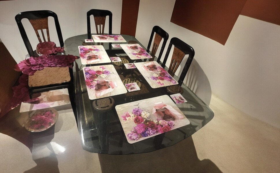 CASA-NEST PVC Printed Placemats for Dining Table, Set of 6 pcs Table Mat Size=45x30 cms
