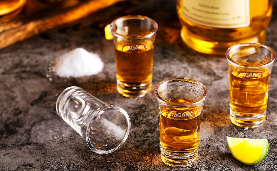 AGARO Elegant Shot Glass 45ml, Set of 6, Whisky Shot, Vodka Shot, Tequila Shot, Liquor Shot, Wine Tasting, Cocktail, Home, Bar