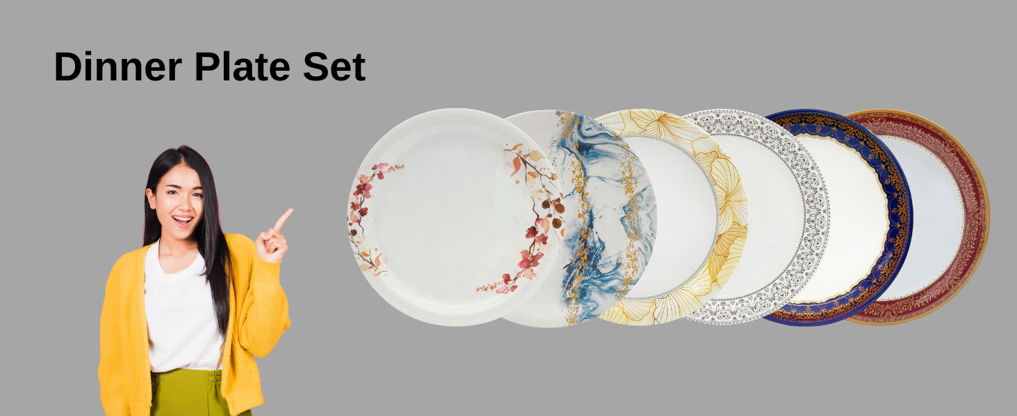 Superware | Pure Melamine | Buffet Plate Set – ForgetMeNot 12.5” (6 nos.) | Stain Free, Glazed Finish