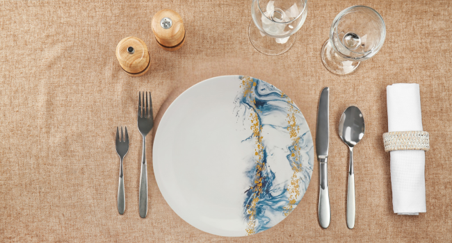 Superware | Pure Melamine | Buffet Plate Set – ForgetMeNot 12.5” (6 nos.) | Stain Free, Glazed Finish