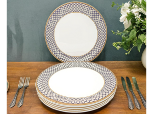 Superware | Pure Melamine | Buffet Plate Set – ForgetMeNot 12.5” (6 nos.) | Stain Free, Glazed Finish