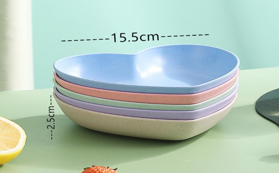Heart-Shaped Dessert, Salad & Snack Plates – Set of 10 Pink Plastic Dishes for Fruits, Steak, Appetizers | Lightweight, Eco-Friendly, Unbreakable Fiber Plates for Parties & Everyday Use