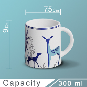 The Earth Store Stag Blue Coffee Mugs Set of 2 to Gift to Best Friends, Coffee Mugs, Microwave Safe Ceramic Mugs,(300 ml Each)