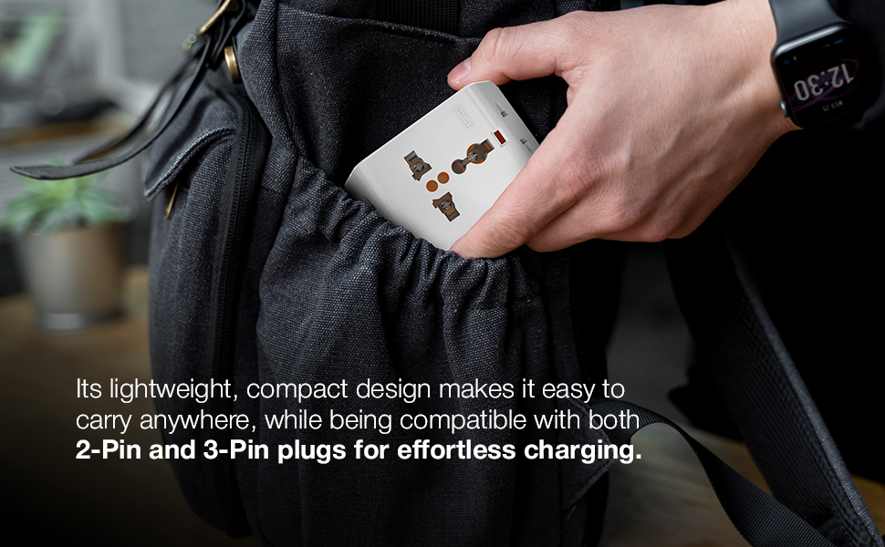 GM 6AMP 3-Pin Multiplug Travel Adapter with Universal Socket | Supports 2-Pin & 3-Pin Plugs | Multiple Charging Ports | Charge Smartphones, Laptops & Other Devices | Compact & Reliable 3017