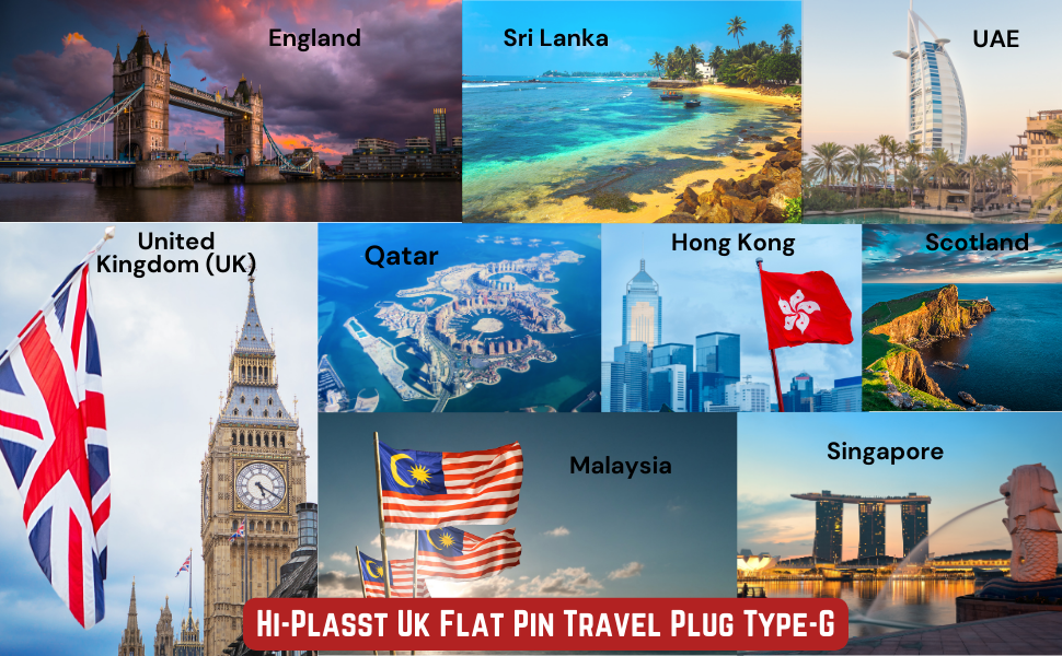 Type-G Plug Adapter UK Converter - (3pcs) India to UK Plug Adaptor for Hong Kong, UAE, Dubai, Singapore England Universal Travel Adapter Power Plug (Pack of 3)