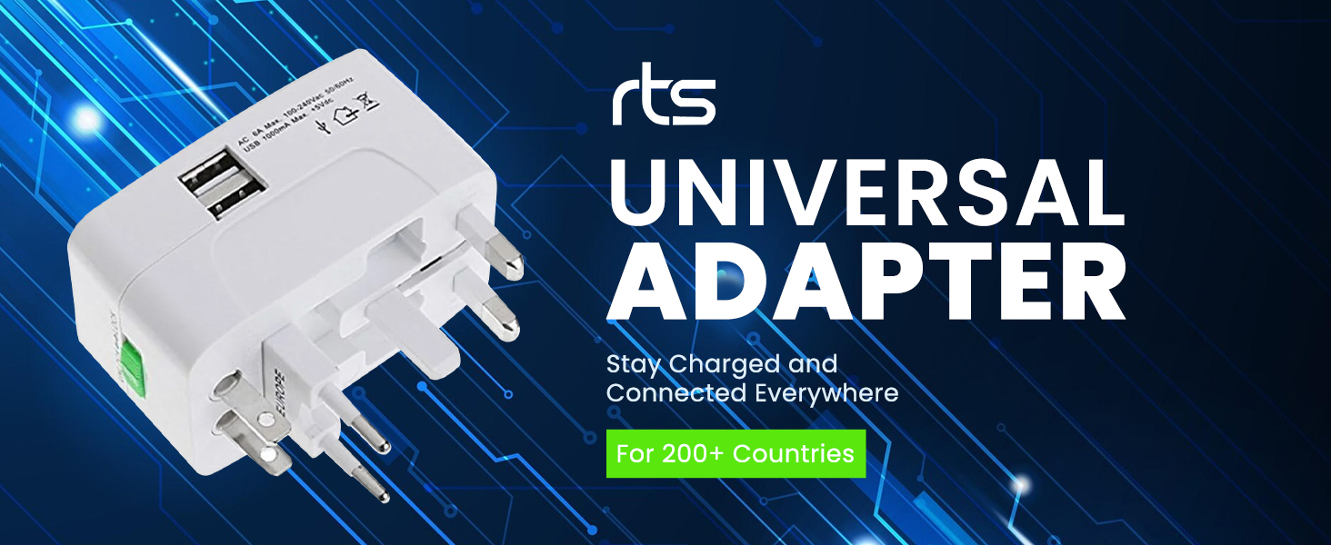 rts 224+ Countries Supported 2026 Universal Travel Adapter Plug Travel Adapter International All in One Worldwide Universal Travel Adapters Compatible with Smart Phone, Laptop, Mobile, Camera, Tablet