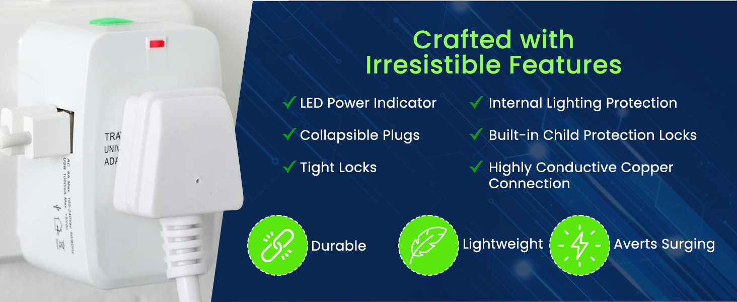 rts 224+ Countries Supported 2026 Universal Travel Adapter Plug Travel Adapter International All in One Worldwide Universal Travel Adapters Compatible with Smart Phone, Laptop, Mobile, Camera, Tablet