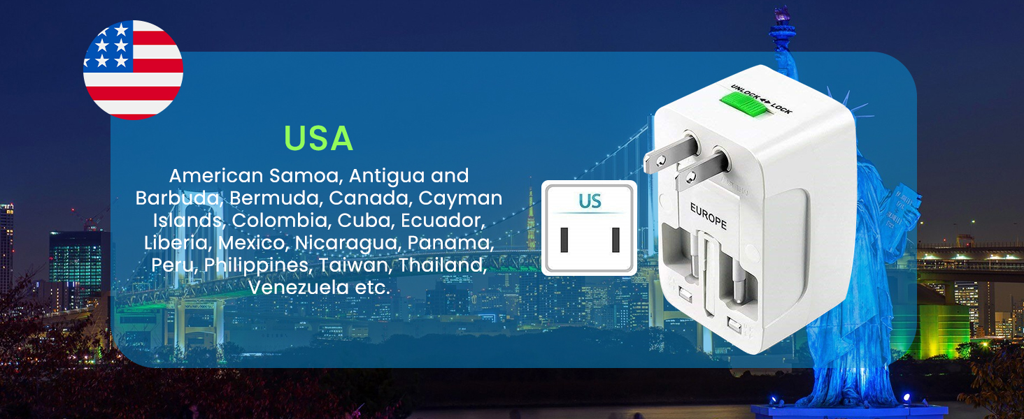 rts 224+ Countries Supported 2026 Universal Travel Adapter Plug Travel Adapter International All in One Worldwide Universal Travel Adapters Compatible with Smart Phone, Laptop, Mobile, Camera, Tablet