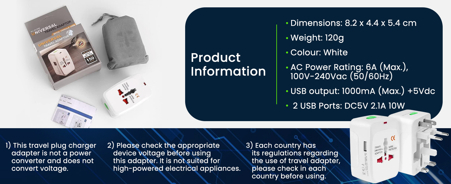 rts 224+ Countries Supported 2026 Universal Travel Adapter Plug Travel Adapter International All in One Worldwide Universal Travel Adapters Compatible with Smart Phone, Laptop, Mobile, Camera, Tablet