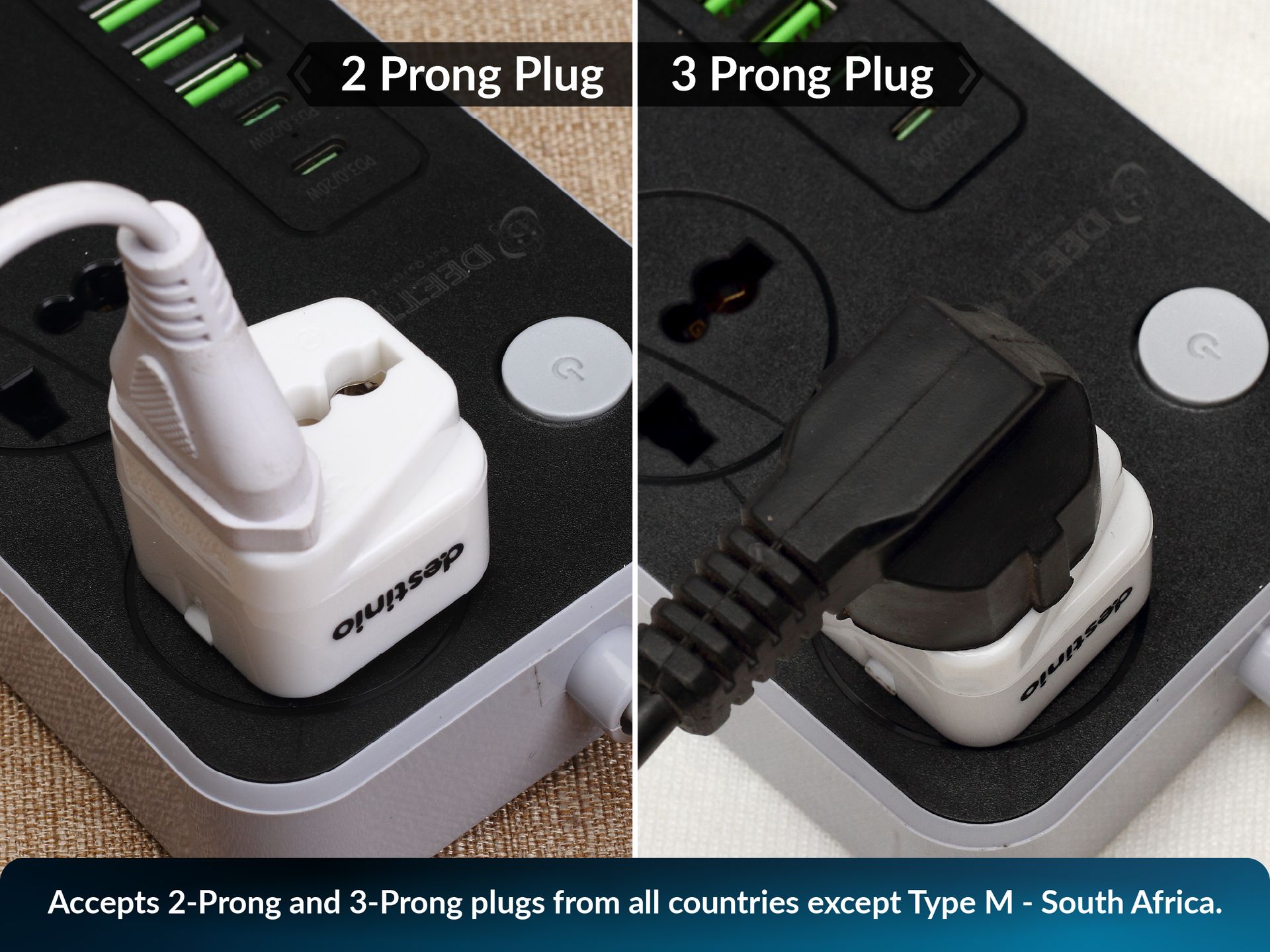 Destinio Universal Europe Travel Adapter Type E/F Schuko Plug Converter 13A 250V, International EU Power Socket for Germany France Spain, Portable European Plug for Mobile Laptop Charger (Pack of 2)