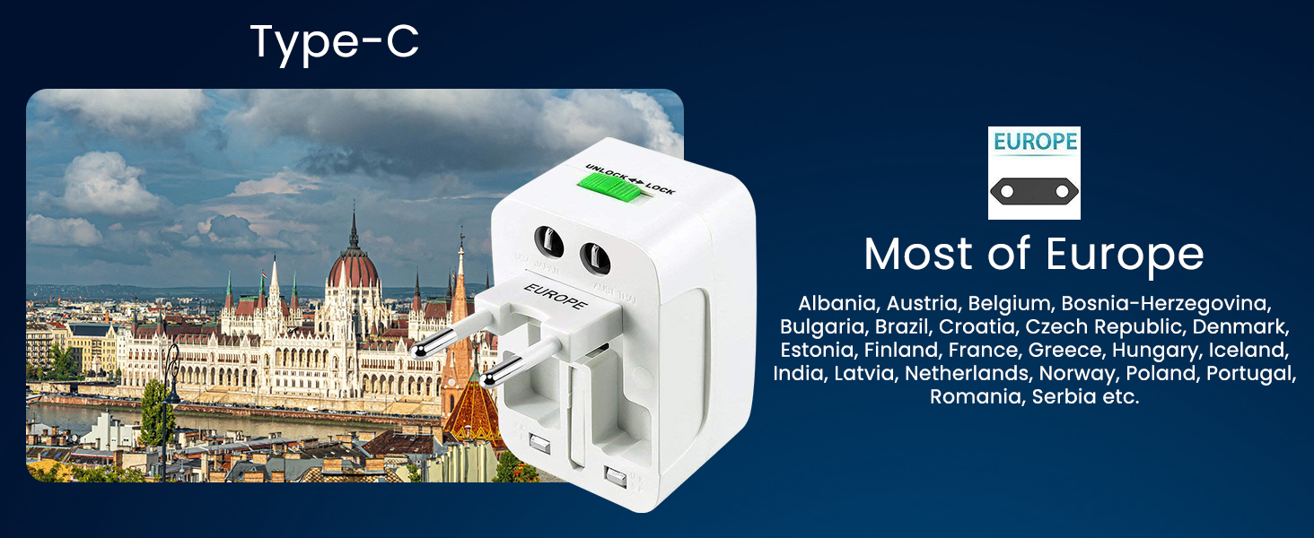 Universal Travel Plug Adapter Worldwide International All in One Portable Travel Adapter Wall AC Power Plug Adapter Wall Charger with Dual USB Charging Ports for USA EU UK AUS Cell Phone Mobile Laptop