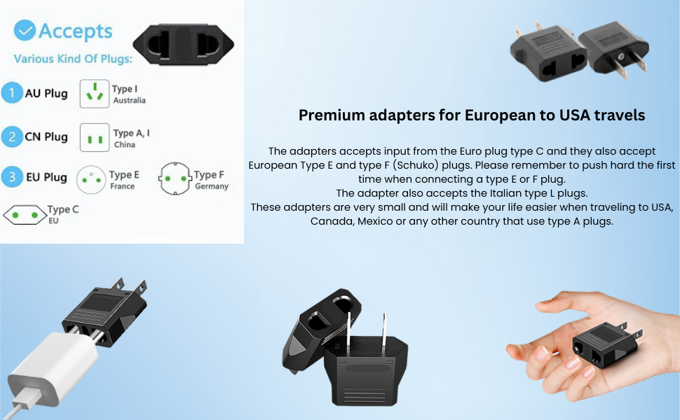 Hi-Plasst India to USA Converter Plug 2 Pin| Travel Adapter 2-Pieces Pack Universal Type A Plug Adapter for US, Canada, Mexico, Japan, Thailand | for Indian Devices (Pack of 2)