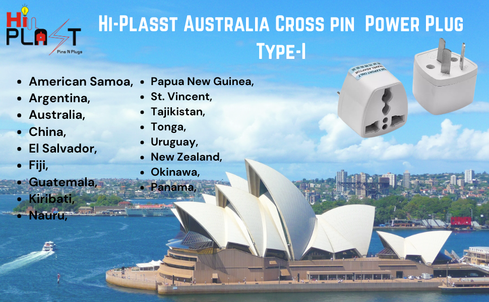 Hi-Plasst India to Australia Plug Converter | Pack of 3 Type-I (3-Pin) | for China, New Zealand, Argentina, Fiji Universal Socket | Australian Adapter for Phones, Laptops, Chargers