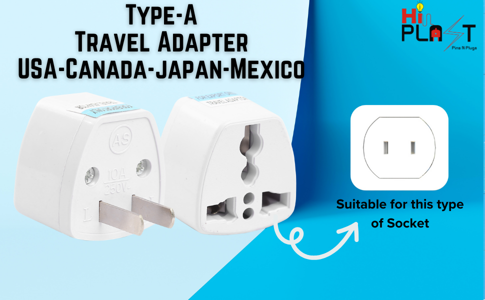 India to USA Converter Plug | Travel Adapter 1-Pack: Universal Type A Plug Adapter for US, Canada, Mexico, Japan, Thailand | for Indian Decices | Compatible with Laptop, Camera, Chargers (10A 250V)