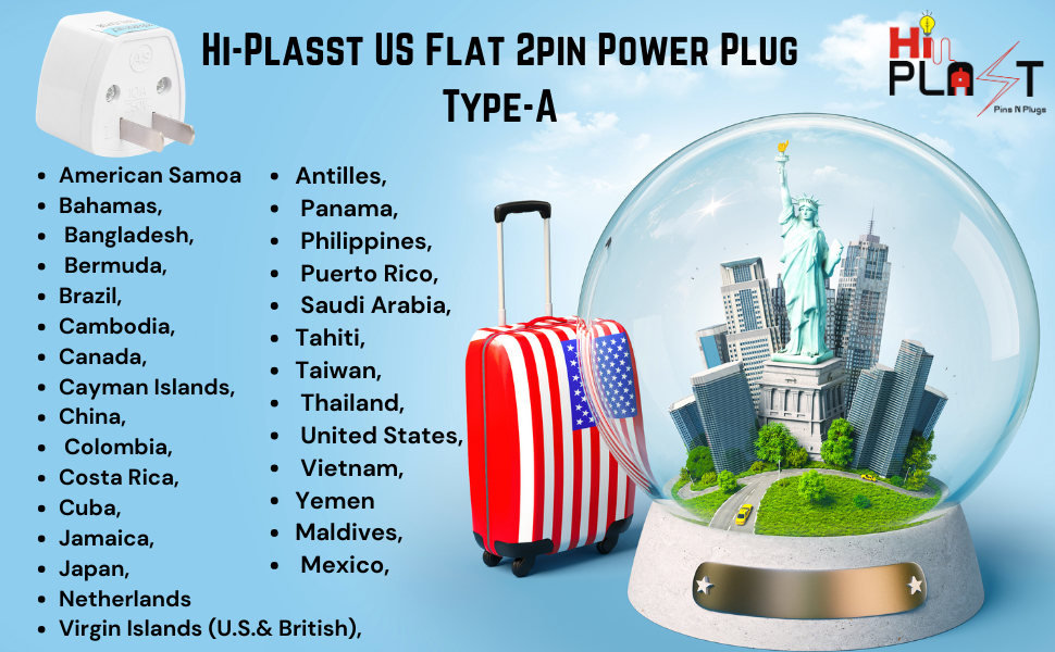India to USA Converter Plug | Travel Adapter 1-Pack: Universal Type A Plug Adapter for US, Canada, Mexico, Japan, Thailand | for Indian Decices | Compatible with Laptop, Camera, Chargers (10A 250V)