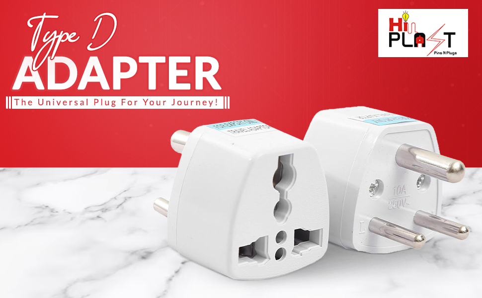 Hi-PLASST (2pc) Universal Travel Adapter Plug - Type D Converter for USA, UK, Canada, Europe to India - 3-Pin Round Socket for Laptop, Camera, Mobile Charger - Pack of 2 | Worldwide Compatibility
