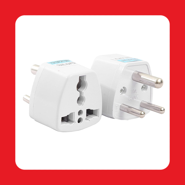 Hi-PLASST (2pc) Universal Travel Adapter Plug - Type D Converter for USA, UK, Canada, Europe to India - 3-Pin Round Socket for Laptop, Camera, Mobile Charger - Pack of 2 | Worldwide Compatibility