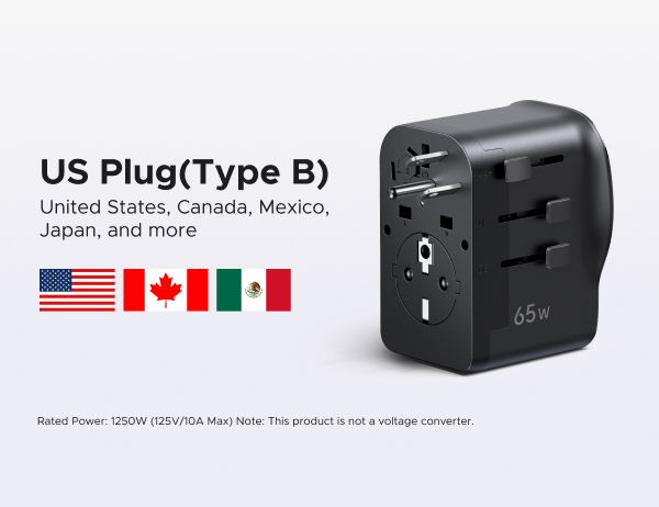 UGREEN 65W Max 4-Port Universal Travel Adapter Worldwide