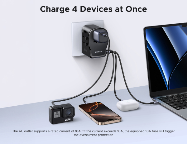 UGREEN 65W Max 4-Port Universal Travel Adapter Worldwide