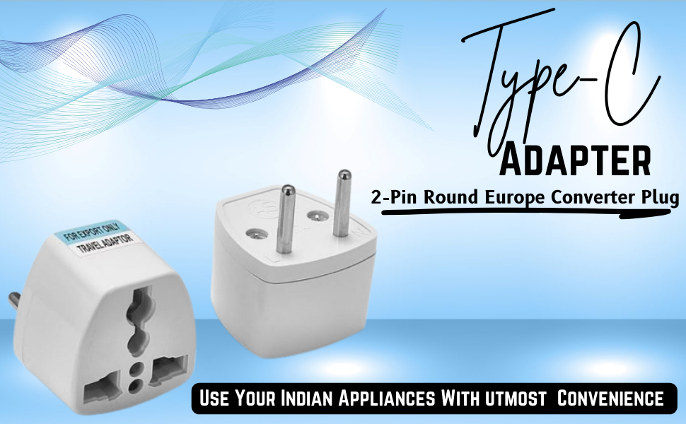 Hi-Plasst India to Europe Travel Adapter Plug (Pack of 1) Type C Power Plug Converter, Universal Socket for Denmark, Switzerland, Italy, Brazil, South Africa, Israel - Compact & Lightweight for Travel