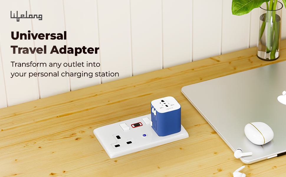 Lifelong Electronics 10A Universal Travel Adapter All in One | 2500W Heavy Duty Power | 180+ Countries - Europe/US/UK/AU/Asia etc. | 9-Hole International Worldwide Socket Accessories (Latest Launch)