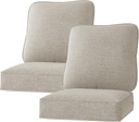 Outdoor Deep Seat Patio Cushions Set of 2, 24 x 24 Outdoor Cushions Waterproof & Fade Resistant Patio Furniture Replacment Cushions with Removable Cover (Beige)