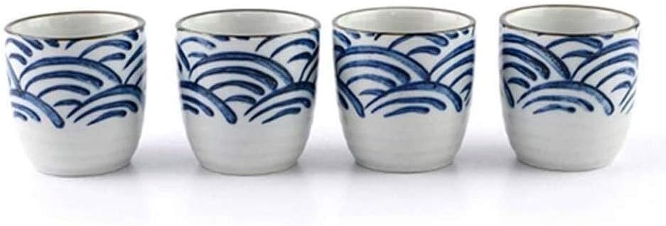 A Smooth Glazed Japanese Sake Set, A Simple 5-Piece Quaint Wavy Ceramic Wine Glass Set for Home, is The Best Gift for Family and Friends