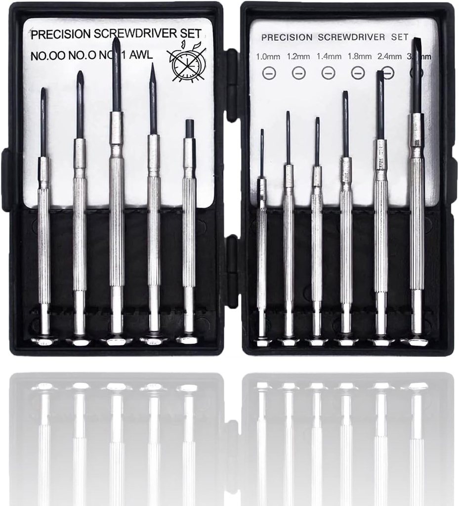 11 Pcs Mini Screwdriver Set - Flathead & Phillips Screwdriver Kit for Glasses, Watch, Phone, Toys & Computer Repair
