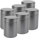 Garneck 6pcs Airtight Tinplate Tea Canisters Sealed Storage Jars for Loose Tea Grains and Dry Foods for Travel and Home Organization