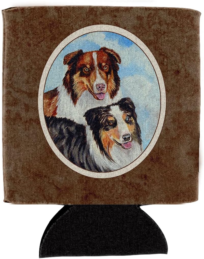 Caroline's Treasures 7009CC Australian Shepherd What a Pair Can or Bottle Hugger Cooler Washable Drink Sleeve Collapsible Beverage Insulated Holder, Can Hugger, Multicolor